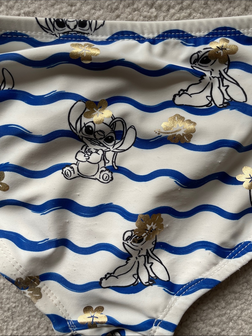 Disney Blue & White Wave Stripe Lilo & Stitch Girls Two-Piece Bikini - Picture 6 of 7